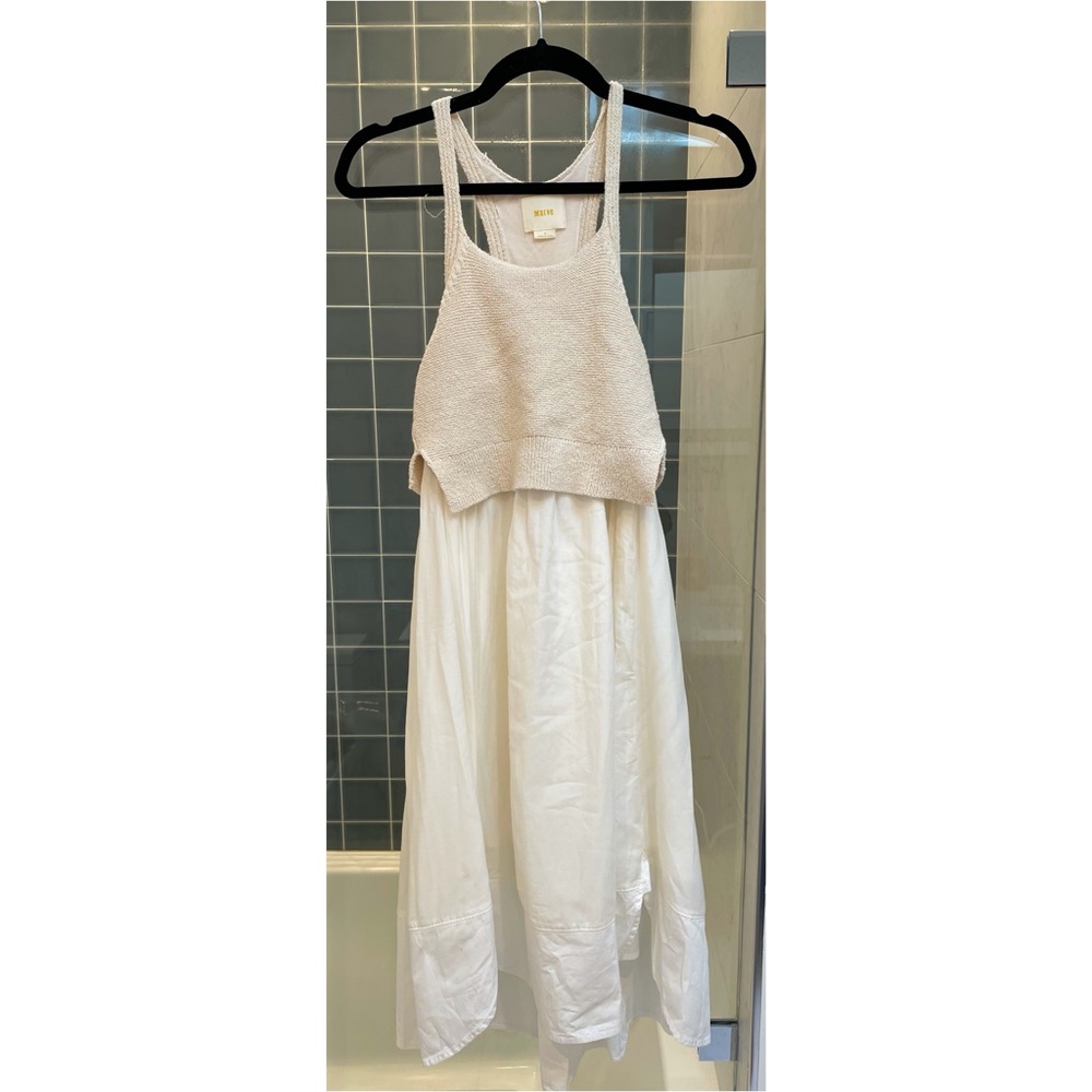 Maeve Sweater Top Dress with Linen Skirt Size Small